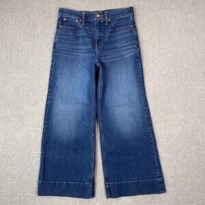 J. Crew Mid Wash Five Pocket Wide Leg Trouser Jeans Size 30 Petite